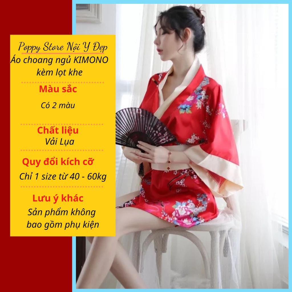 Áo choàng ngủ KIMONO kèm lọt khe ⚡𝐒𝐄𝐗𝐘 + CHE TÊN SẢN PHẨM⚡ Áo ngủ lụa mềm - mát - sang chảnh. Phong cách Nhật Bản