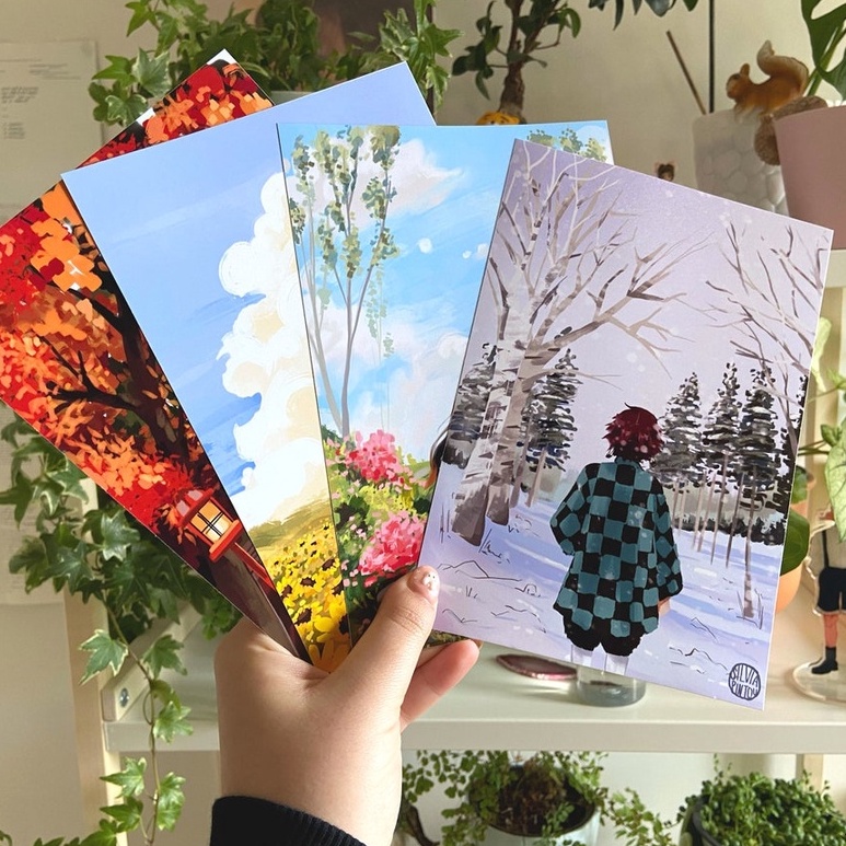 In Postcard Anime / Manga Theo Yêu Cầu - (Bưu thiếp - Thiệp Handmade) - Giấy Bìa Cứng - Mặt Ảnh Có Cán