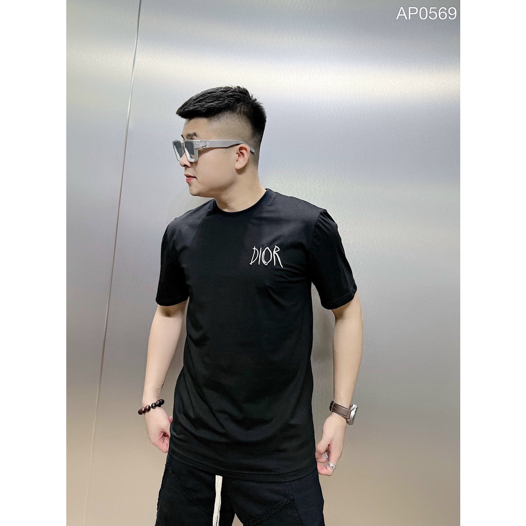 Áo thun nam nữ hoạ tiết in chữ độc đáo - áo phông nam in chữ D i o r mẫu cao cấp 2022 - hai màu đen trắng