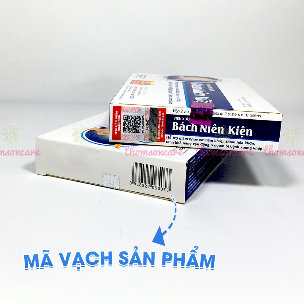 Bách niên kiện mua 4h tặng 1h bằng tem tích điểm giảm đau nhức xương khớp, thoái hóa khớp từ thảo dược hộp 20 viên