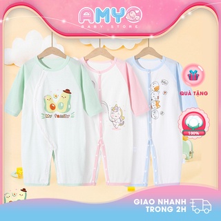 Body dài tay AMYO cho bé trai bé gái bodysuit cho bé sơ sinh bộ quần áo liền thân em bé 11.BDL01.10-1