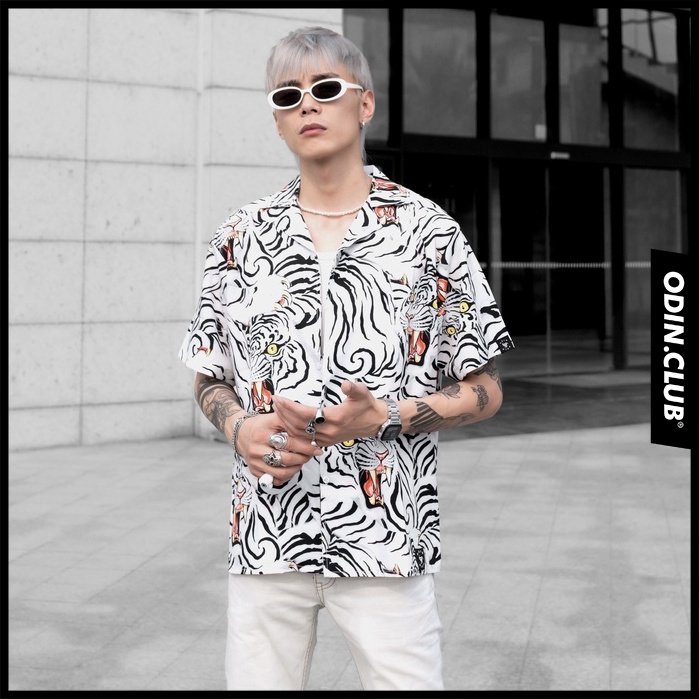 Áo SơMi Cộc Tay White Tiger, ÁO SƠ MI NGẮN TAY UNISEX ODIN, Local Brand ODIN CLUB