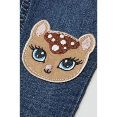 Quần Legging jeans H&M Bé Gái 13-40Kg Thêu Mèo Dáng Skinny Vải Mềm Co Dãn