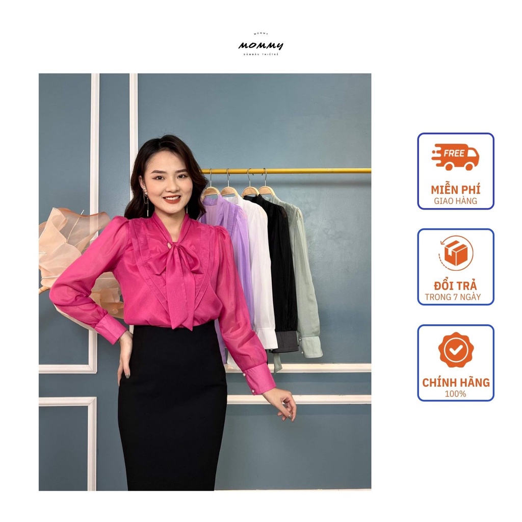 Áo Tơ Ánh Bèo Tim Thắt Nơ Hiện Đại Trang Nhã Cho Phái Đẹp