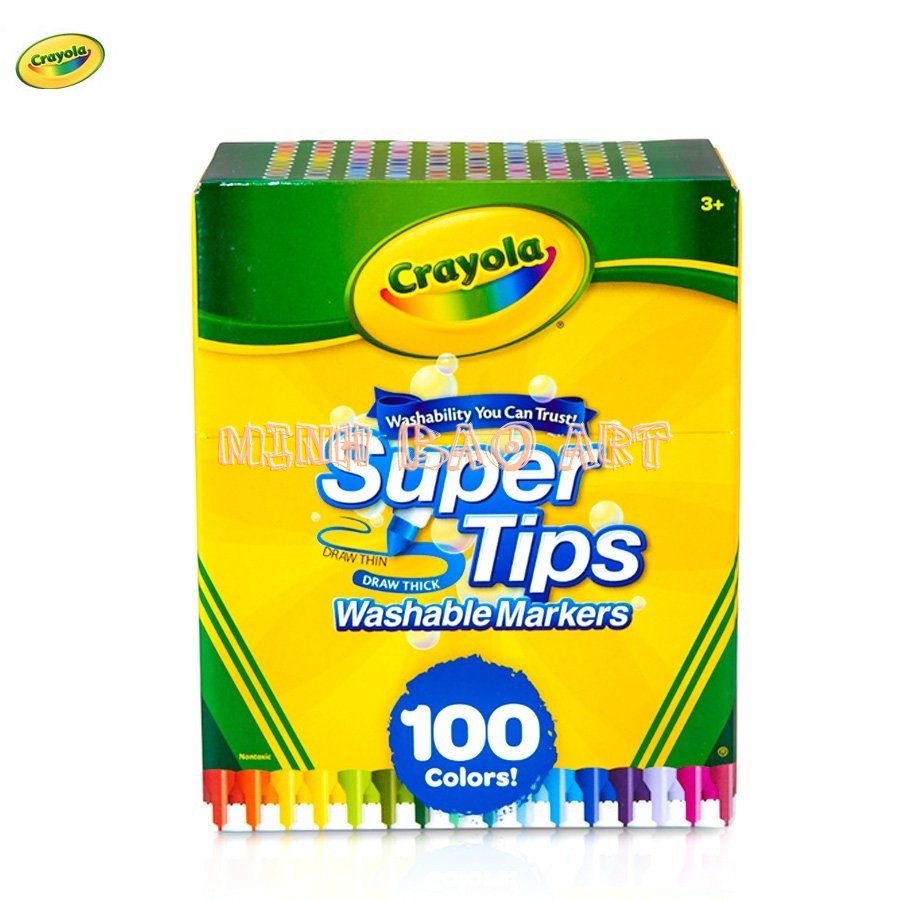 BỘ BÚT LÔNG CRAYOLA SUPERTIPS 100 MÀU (BÚT LÔNG NÉT MẢNH - NÉT ĐẬM, CÓ THỂ RỬA ĐƯỢC)