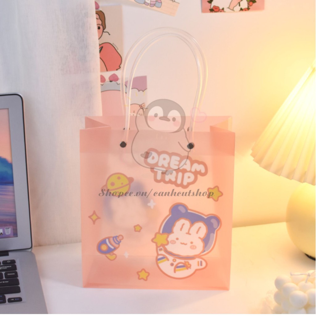 Túi nhựa trong suốt  hoạt hình quà tặng sinh nhật họa tiết cute dễ thương mỹ phẩm sác