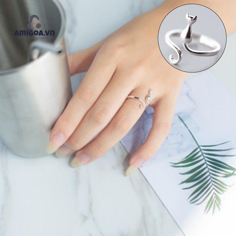✨✨Nhẫn Bạc Mèo Con Cực Xinh Đính Đá