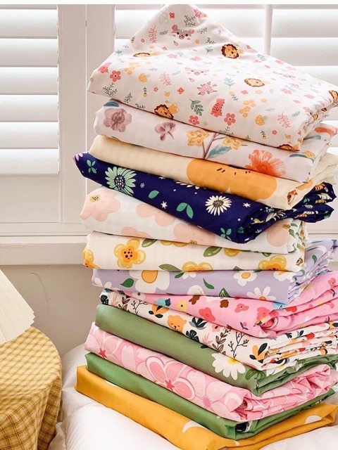 Bộ Chăn Ga Gối Cotton PoLy Hoa Nhí (130 Mẫu)- Set 4 Món (2 Vỏ Gối, 1 Ga Phủ, Vỏ Chăn)