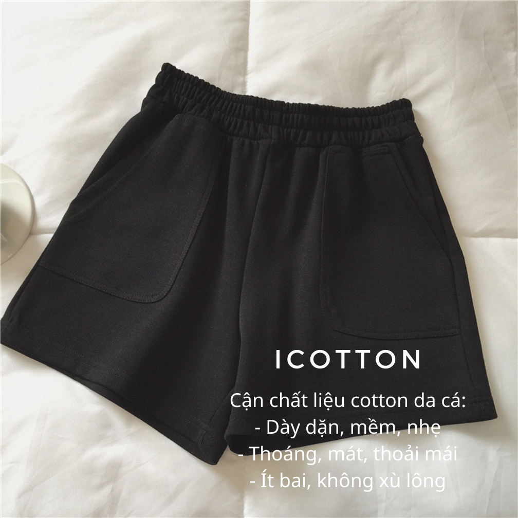 Quần đùi nữ ống rộng 💜Icotton💜 Quần cotton da cá mặc nhà thể thao, phù hợp đi chơi, đi biển | WebRaoVat - webraovat.net.vn