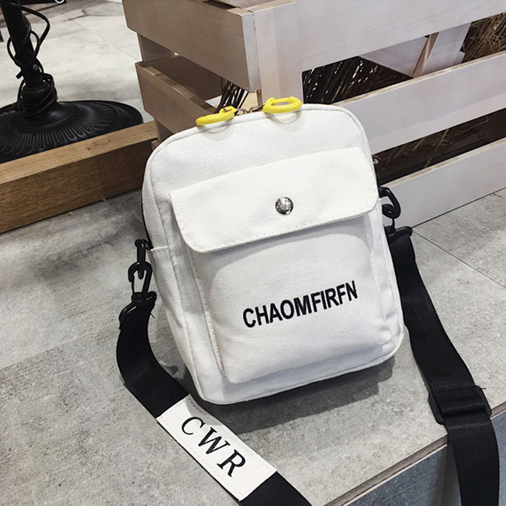 Okdeals Túi vải Đeo Vai Màu Trơn Có Khóa Kéo Thời Trang Đơn Giản Cho Nữ