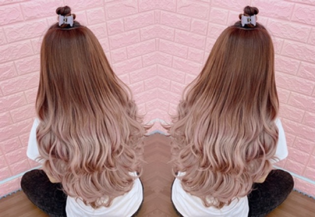 &lt;ẢNTóc kẹp chữ u nhuộm ombre xám / hồng / xanh 9123