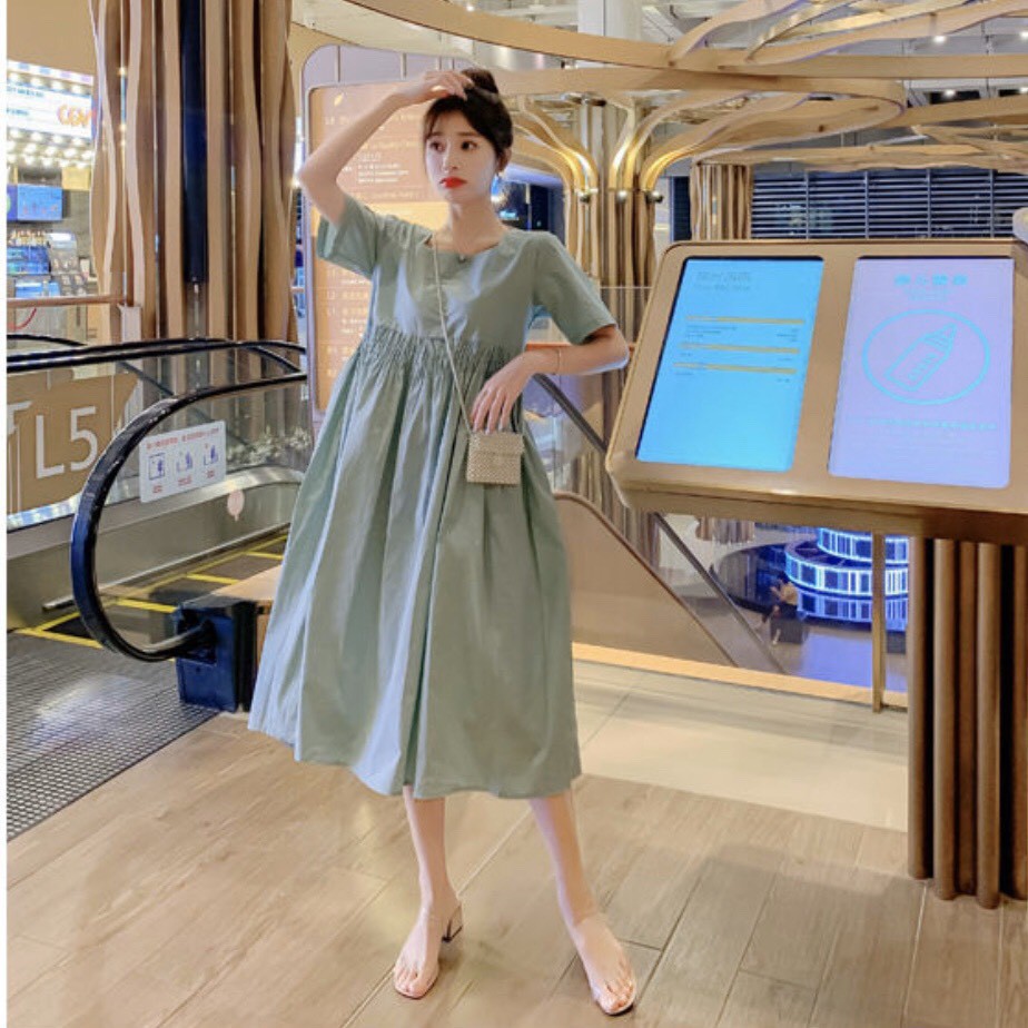 [Mã SKAMSALEP6 giảm 10% tối đa 100K đơn 150K] Đầm Xòe Xanh Mint Cổ Vuông Nhún Eo Nơ Sau Dễ Thương - DX650 | BigBuy360 - bigbuy360.vn