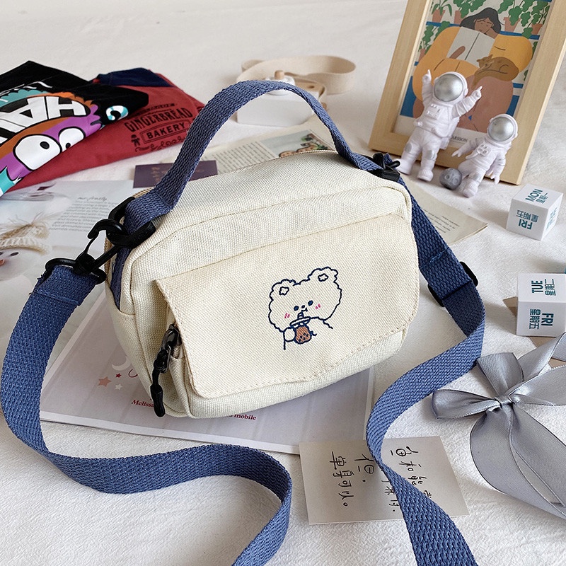 Túi Vải canvas Đeo Vai Thời Trang Harajuku Dễ Thương Cho Nữ