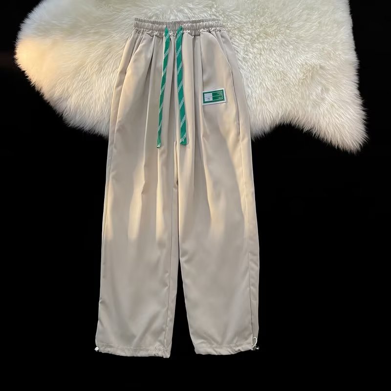 Quần ống rộng Vải Lụa Lạnh Mỏng Màu Trơn Thời Trang Đường Phố Mỹ 2022 Chất Lượng Cao Cho Nam