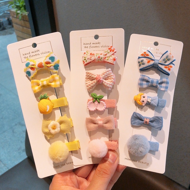 Set 5 kẹp dễ thương cho bé tóc ít