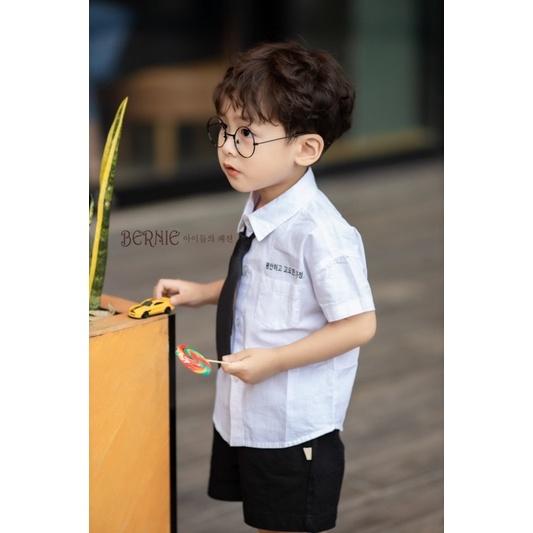 SET SƠ MI CỘC TAY KÈM CÀ VẠT CHO BÉ 9-21KG