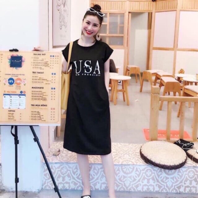 Váy suông in chữ U. S.A cá tính chất cotton | BigBuy360 - bigbuy360.vn