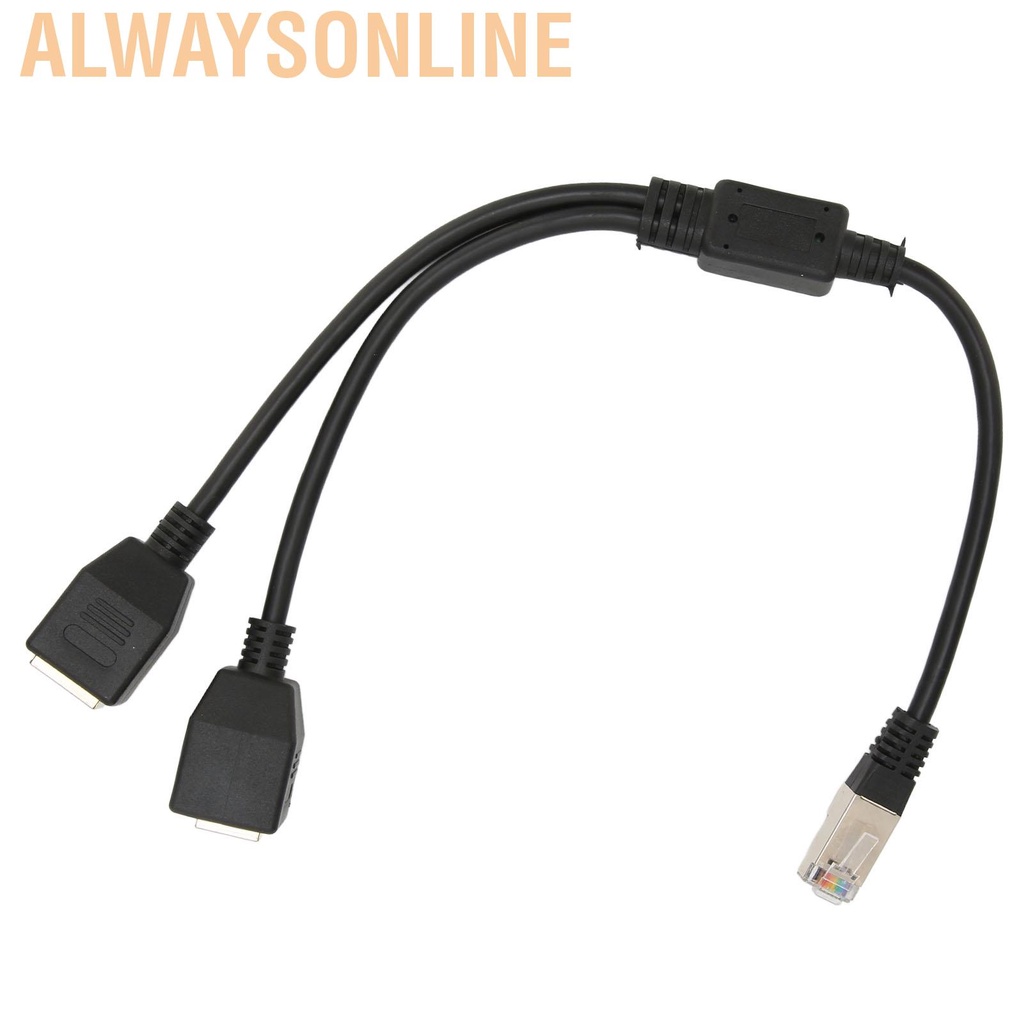 Alwaysonline RJ45 Ethernet Splitter Cable 1 Male to 2 Female Port Stable Fast Transmission Cat5 for Router Modem