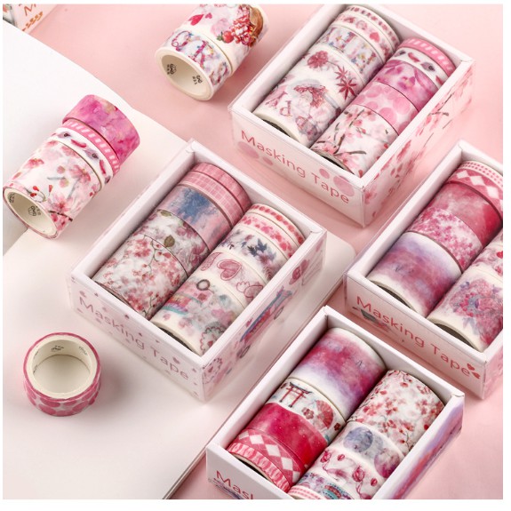 1k sale sôc 11.11 CÓ SẴN Set 10 cuộn Washi tape mẫu mới nhiều màu vô kể Đợt 1
