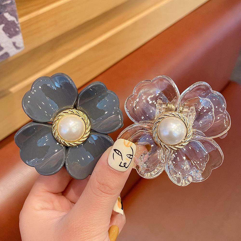 Kẹp Tóc Càng Cua Đính Hoa Bằng Nhựa Resin Phong Cách Hàn Quốc WMES15H