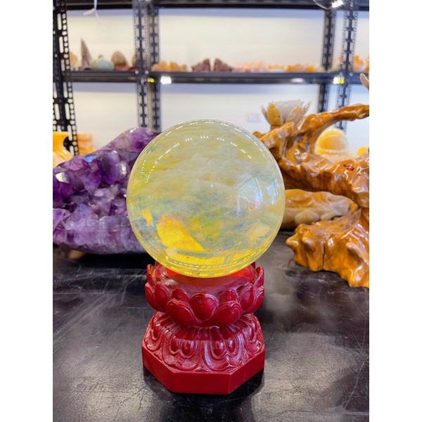 Quả Bi Cầu Đá Núi Lửa Đỏ - Vàng Phong Thuỷ