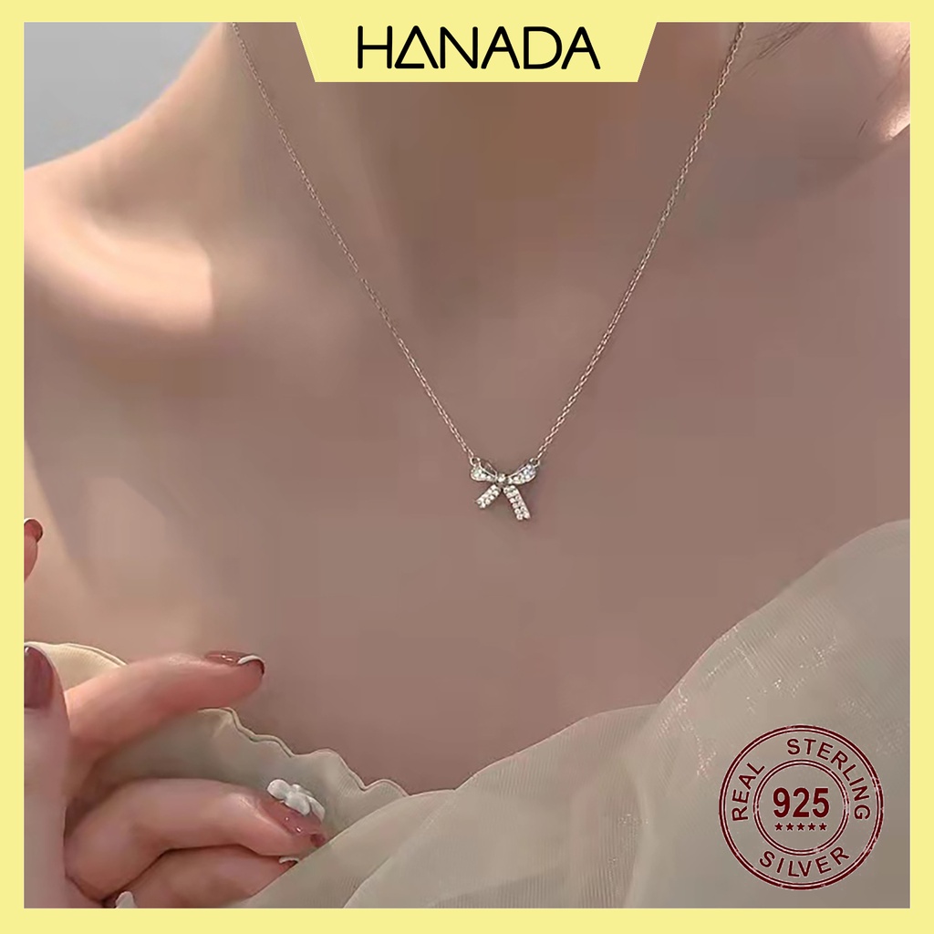 Dây Chuyền Bạc 925 Hanada Nơ Đá 0169