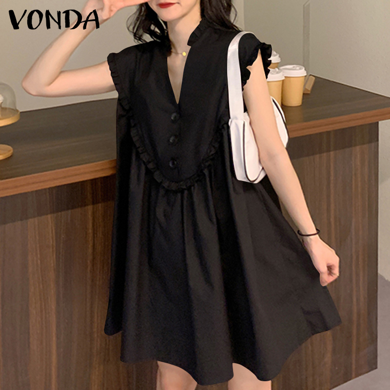 Đầm VONDA thiết kế sát nách cổ V phong cách Hàn Quốc thời trang cho nữ | BigBuy360 - bigbuy360.vn