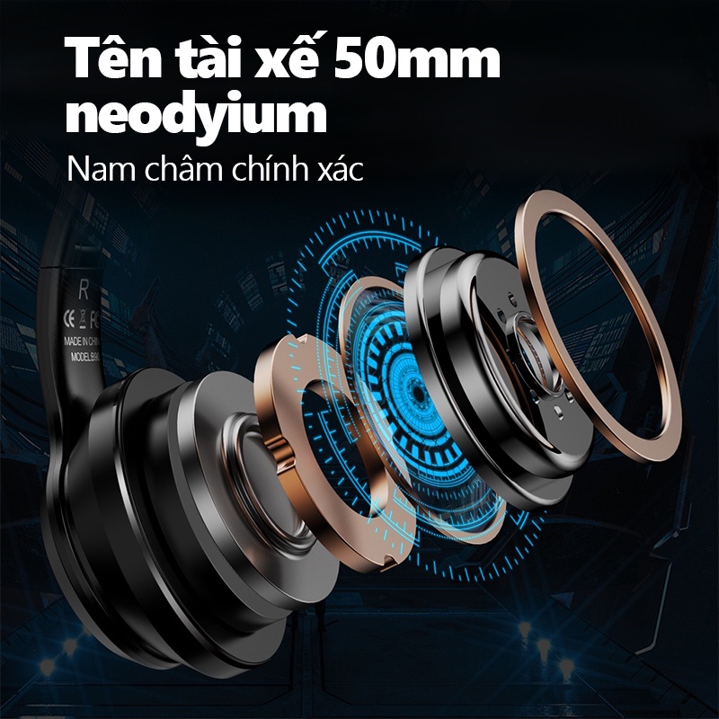 Tai nghe chơi game không dây Bluetooth tai mèo ONIKUMA B90 Đen với micrô có thể thu vào đèn RGB
