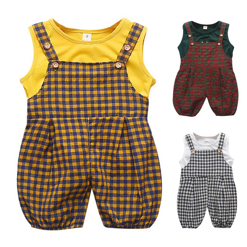 Bộ áo không tay + yếm lửng 2 dây đáng yêu cho bé gái