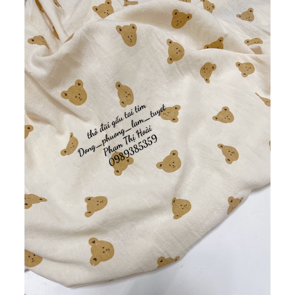 Vải thô đũi gấu tai tim 100% cotton mềm mát