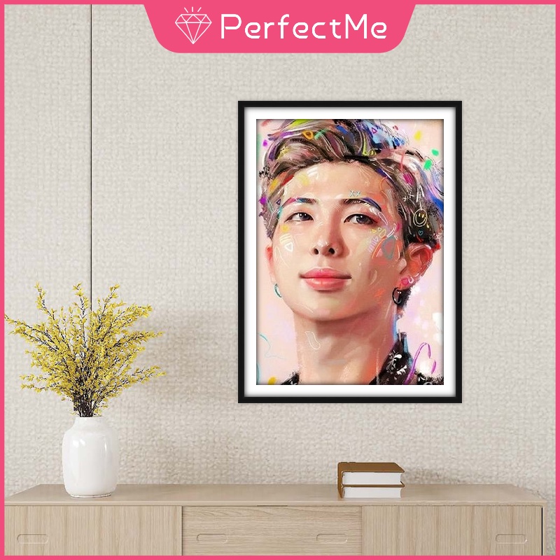 Bộ tranh đính đá 5D họa tiết BTS độc đáo kích thước 30x40cm DIY dùng trang trí