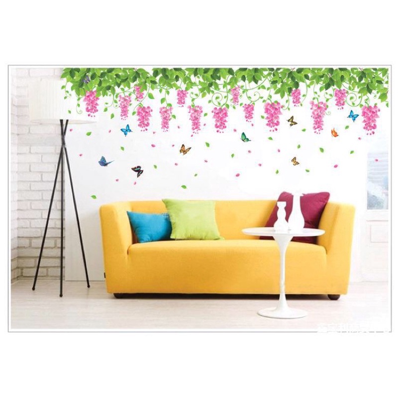 Decal dán tường ,Tranh dán tường tán hoa tigon trang trí phòng khách.