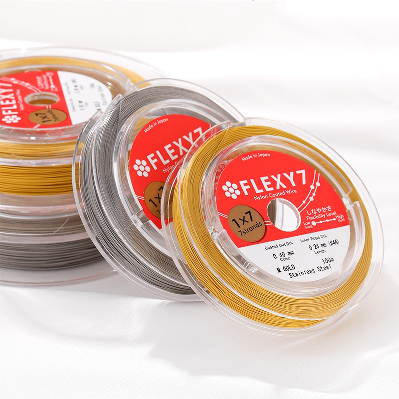 Cuộn Dây Thép Mềm Dẻo Mạ Vàng Đính Hạt Ngọc Trai Phong Cách Nhật Bản Dài 1m Dùng Làm Trang Sức diy