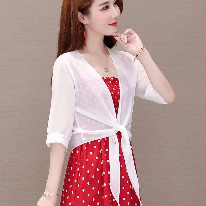 Áo Khoác Cardigan Ngắn Phối Lưới Thời Trang Đi Biển Mùa Hè Mẫu Mới Năm 2021 Cho Nữ