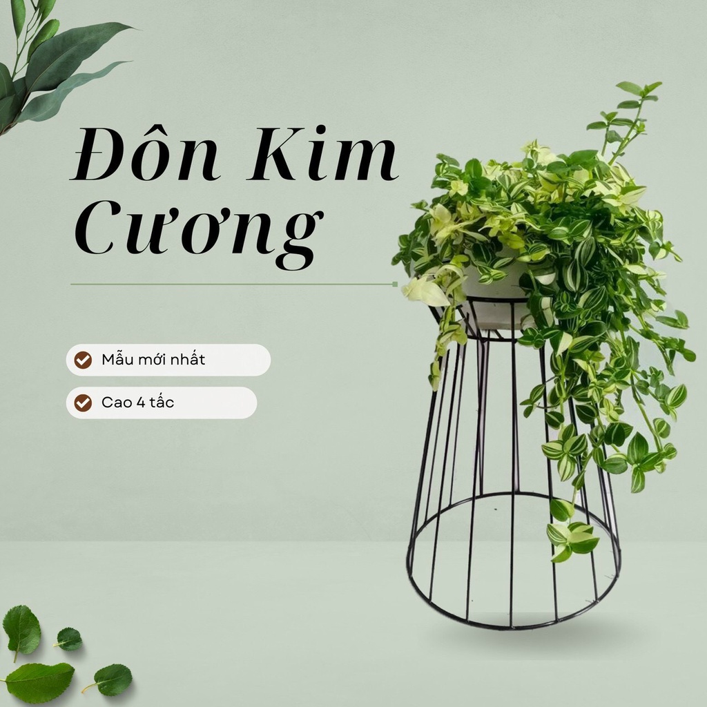 (Ib nếu ship cao) Đôn sắt đặc kim cương cao 40cm sơn tĩnh điện không gỉ, cứng_Kệ sắt đen nâng, kê đặt chậu cây hoa cảnh