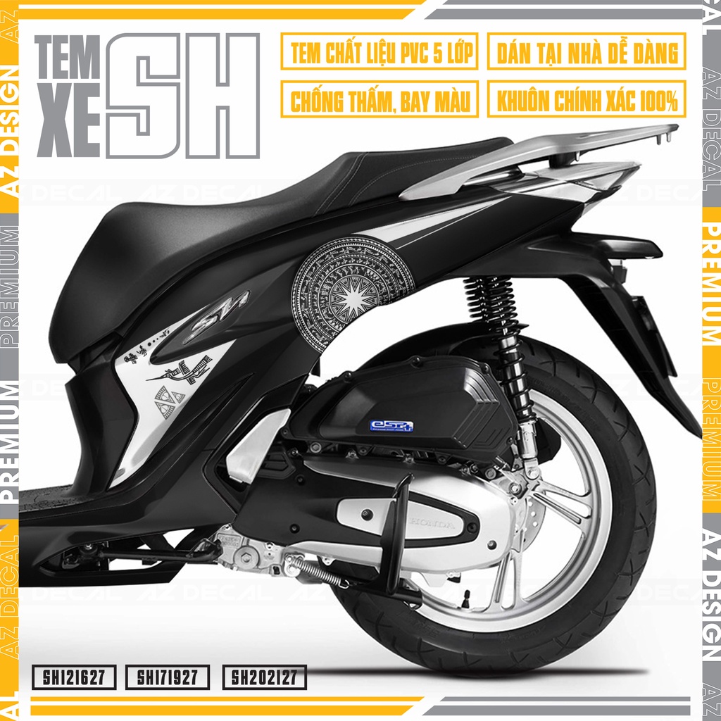 Tem Rời Xe SH Hoa Văn Trống Đồng Cho Xe SH 2012 - 2022 | SH27 | Decal Chế Chống Nước, Bền Màu, Cắt Khuôn Rời Dễ Sử Dụng