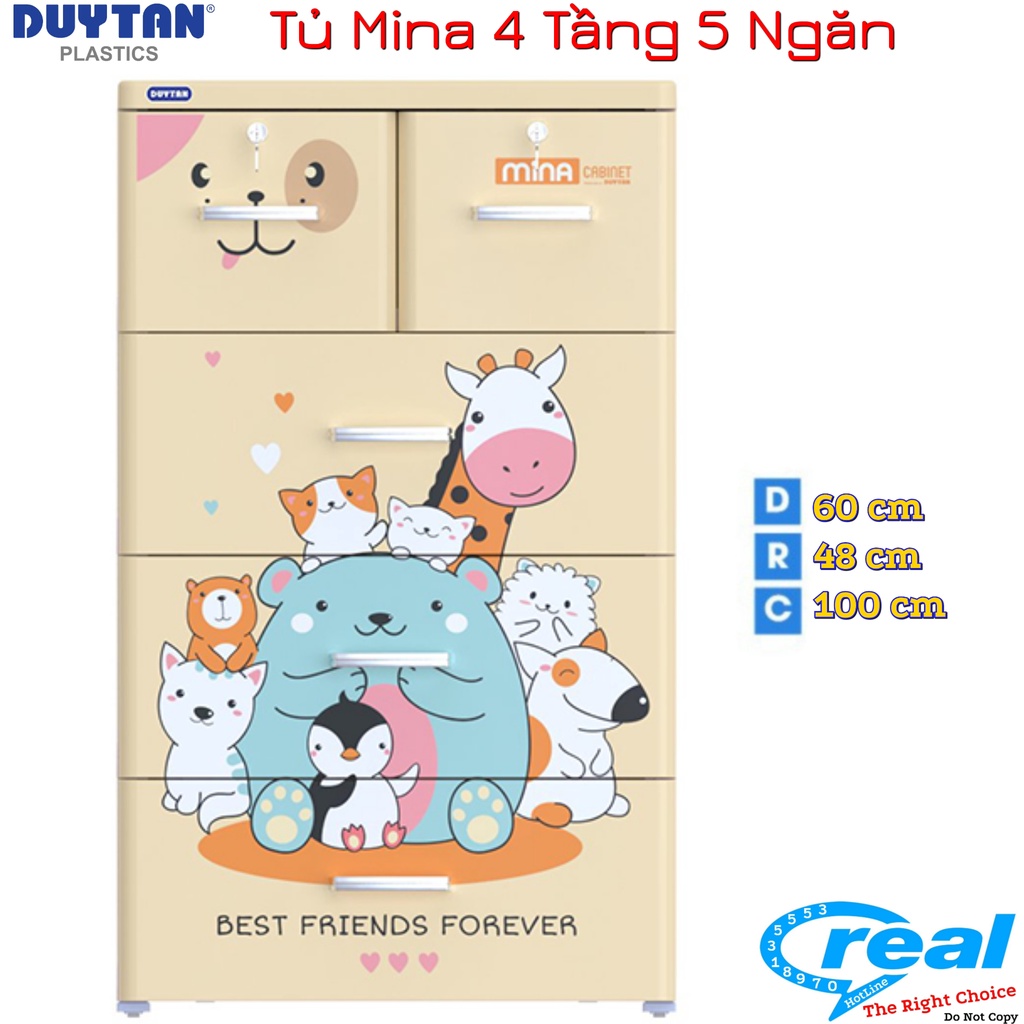 Tủ Nhựa Duy Tân MINA 4 Tầng-5 Ngăn - Màu Dương Gấu