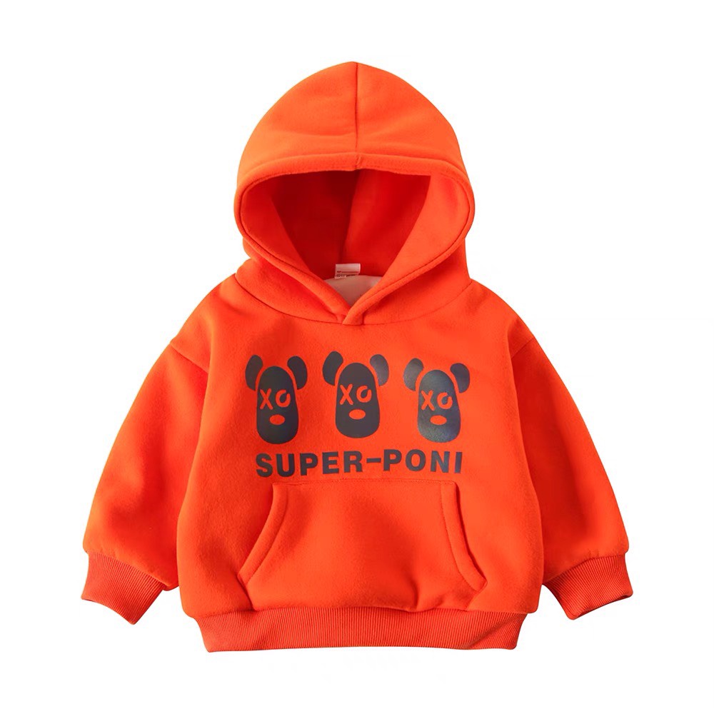 Áo hoodie nỉ bé trai Con Xinh phom rộng phản quang 7 màu 3 CHÚ GẤU,thời trang thu đông dành cho trẻ em từ 4 đến 10 tuổi