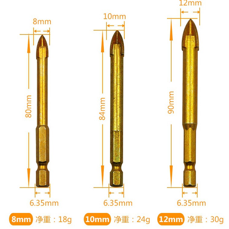 SV Mũi khoan kính gạch men chuôi lục giác