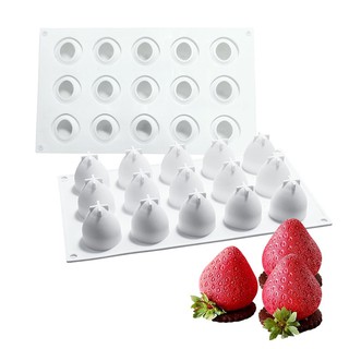 Khuôn Silicone 15 Ngăn Làm Bánh Hình Quả Dâu Tây Xinh Xắn