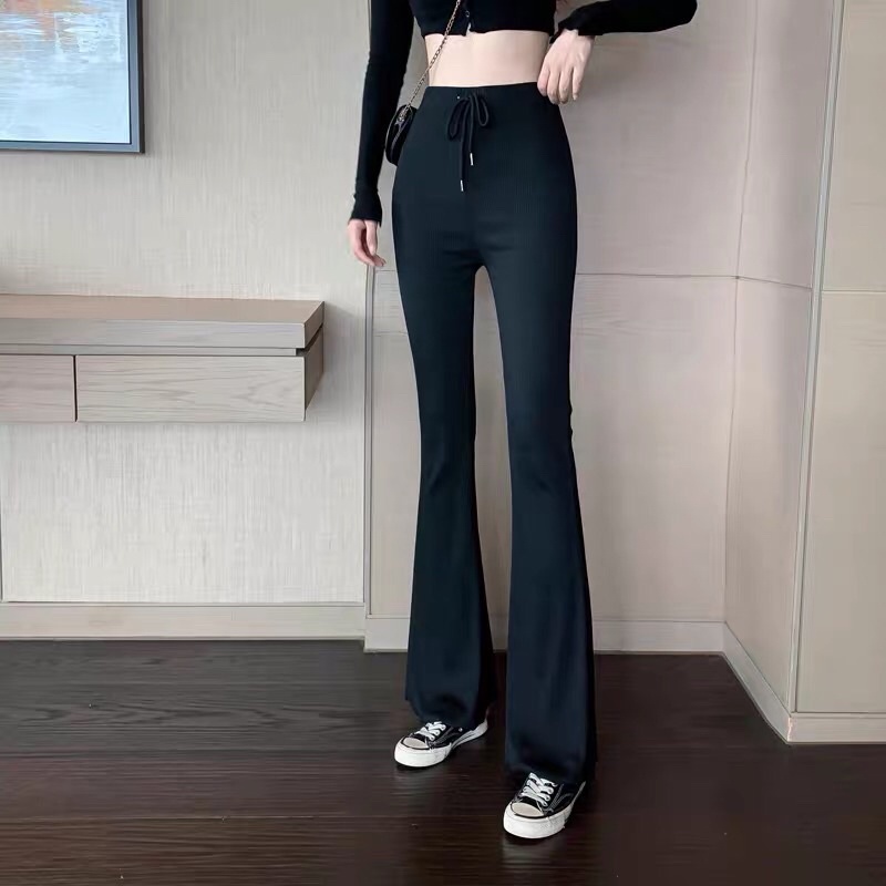 Quần Legging Menlo Ống Loe Thun Gân Rút Eo Tôn Dáng Đủ 3 Màu