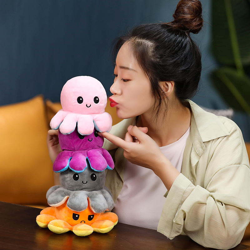 Thú Nhồi Bông Hình Bạch Tuộc Hai Mặt Lật Xinh Xắn