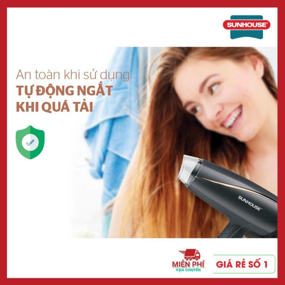 Máy sấy tóc Sunhouse SHD2306, máy sấy công suất 1200w, sấy khô nhanh, chế độ gió linh hoạt, tự động ngắt khi quá tải.