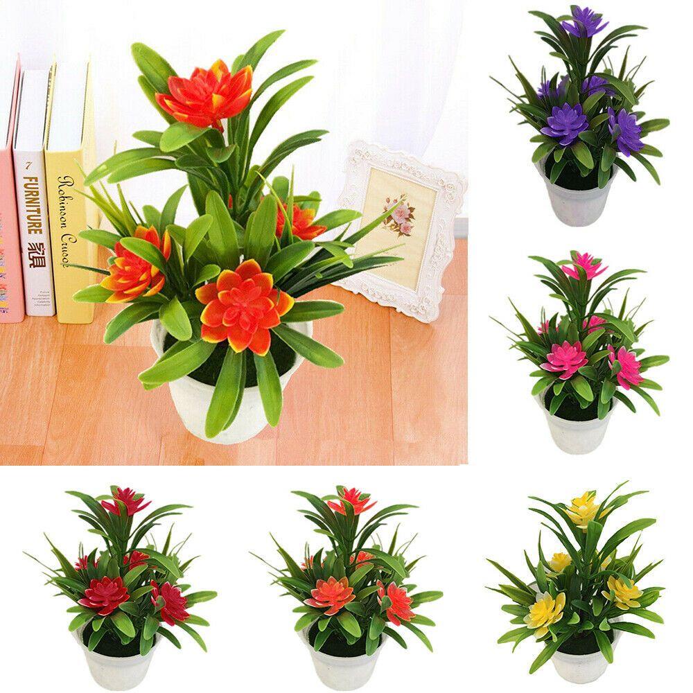 Chậu Hoa Giả Màu Sắc Đỏ Dùng Trang Trí Văn Phòng / Tiệc Cưới