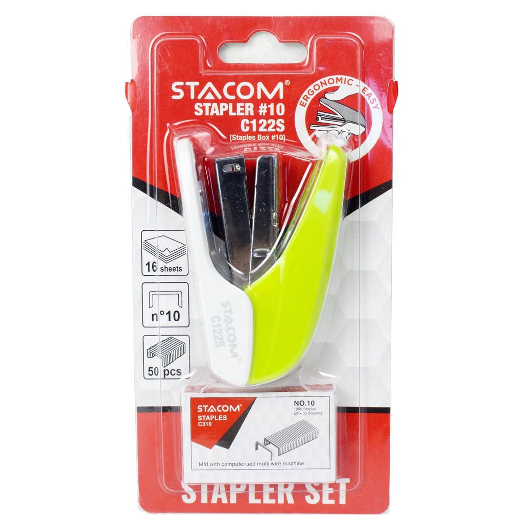 Bấm kim số 10 có trợ lực kèm hộp kim bấm STACOM - C122S