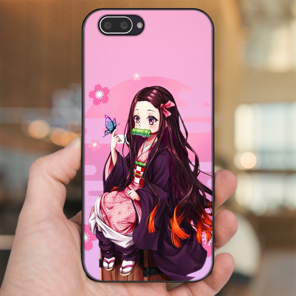 Ốp lưng Oppo A3S viền đen in hình Nezuko Kimetsu no Yaiba