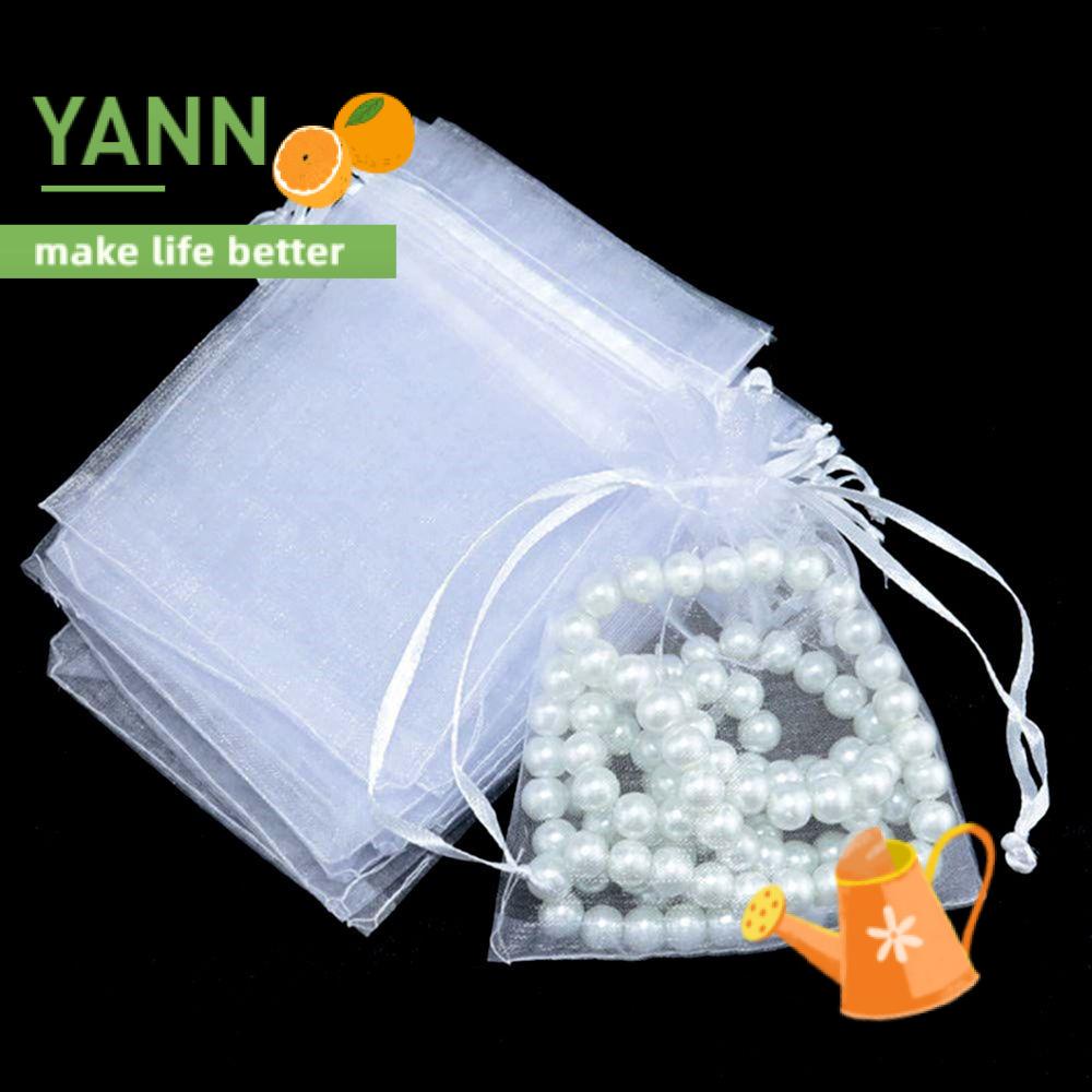 Set 25 / 50 túi lưới dây rút màu trắng đựng quà giáng sinh