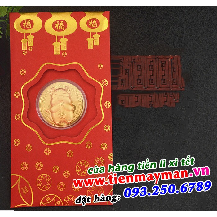 SET 5 CÁI BAO LÌ XÌ HÌNH TRÂU MẠ VÀNG lì xì tết 2021 sang chảnh