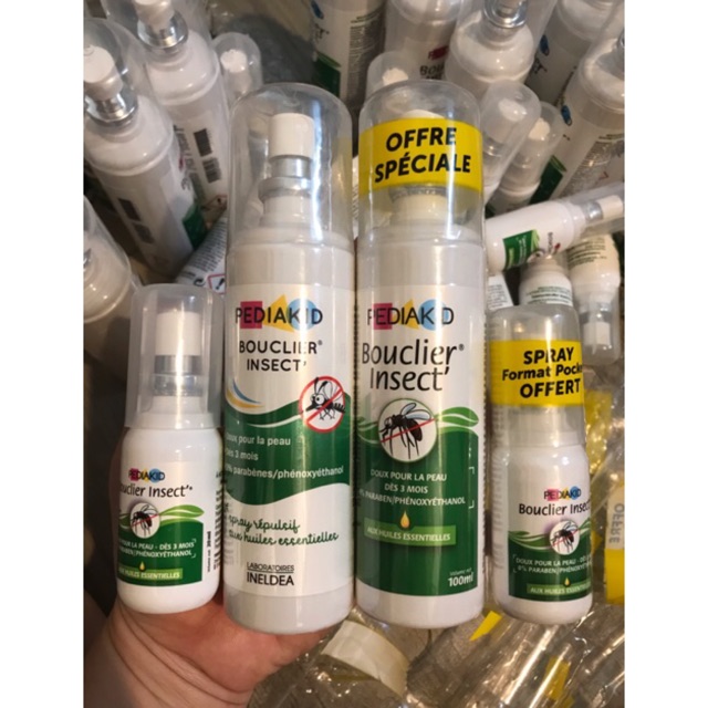 XỊT CHỐNG MUỖI PEDIAKID – 100% THẢO MỘC THIÊN NHIÊN- Pediakid Bouclier Insect Spray Action Préventive