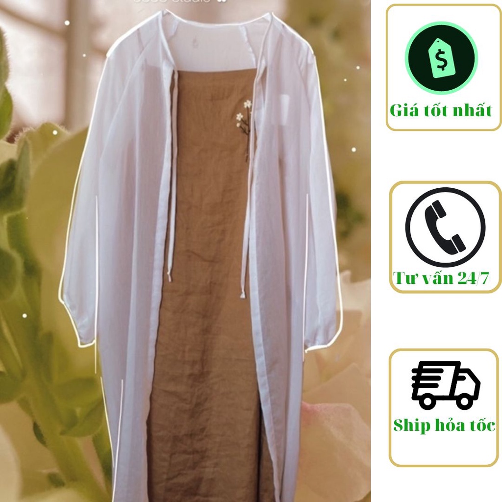 Pass Áo khoác mỏng dài tay - Bình Vy - 0303 studio mặc mùa hè siêu xinh vải voan xô mềm new 100% siz